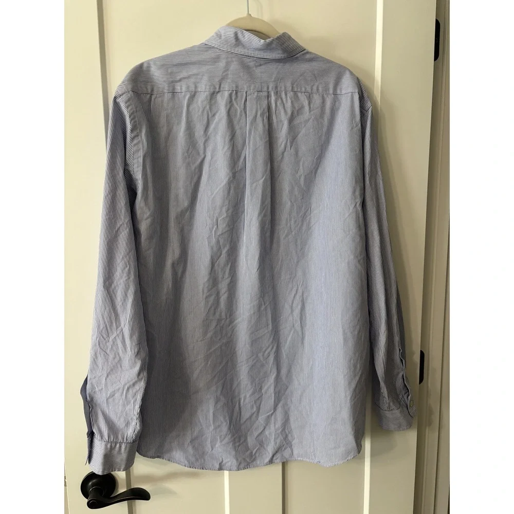 Ralph Lauren Mens Striped Button Down‎ Shirt Long Sleeve Polo Pony Blue/White